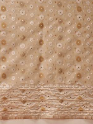Beige woven cotton blend traditional saree with blouse piece 5