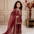 maroon pure gmy silk salwar suit set with heavy embroidery 3 mm sequence & coding dori work - designer party wear