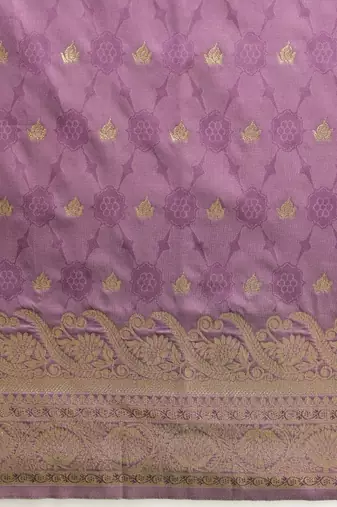 Lavender woven art silk traditional saree with blouse piece