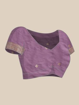 Lavender woven art silk traditional saree with blouse piece 5
