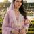 Schiffli Printed suit with crochet lace detailing comes with Kota Doria Dupatta and Cotton Palazzos Set of 3