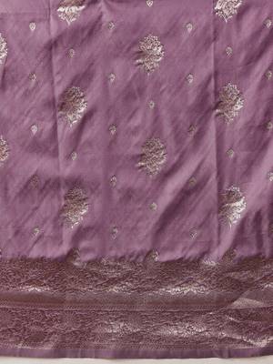 Purple woven art silk traditional saree with blouse piece 5