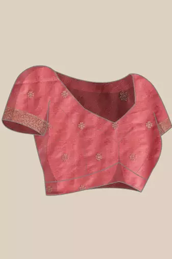 Pink woven art silk traditional saree with blouse piece