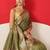 Olive woven art silk traditional saree with blouse piece