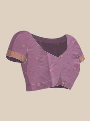 Lavender woven art silk traditional saree with blouse piece 4