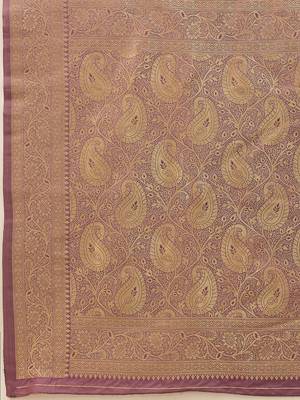 Lavender woven art silk traditional saree with blouse piece 5
