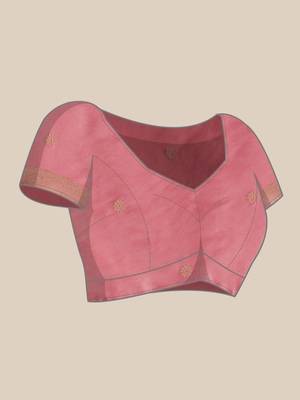 Pink woven art silk traditional saree with blouse piece 4