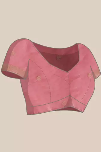 Pink woven art silk traditional saree with blouse piece
