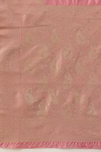 Pink woven art silk traditional saree with blouse piece