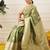 Olive woven art silk traditional saree with blouse piece