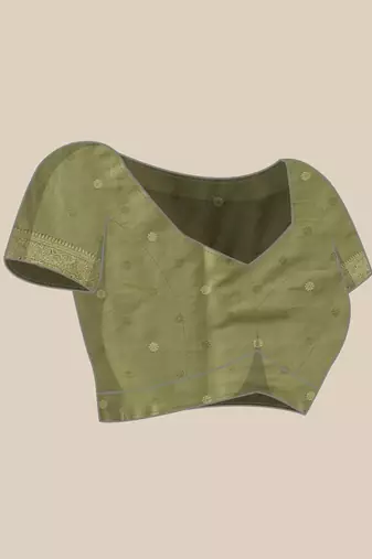 Olive woven art silk traditional saree with blouse piece