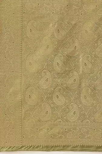 Olive woven art silk traditional saree with blouse piece
