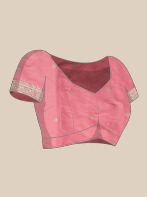 Pink woven art silk traditional saree with blouse piece 5