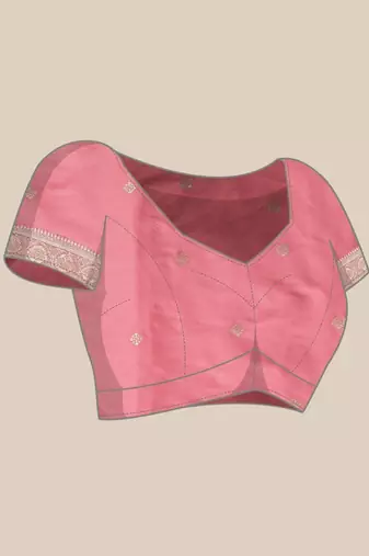 Pink woven art silk traditional saree with blouse piece