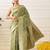 Olive woven art silk traditional saree with blouse piece