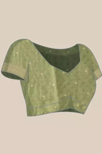 Olive woven art silk traditional saree with blouse piece