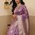 Lavender woven art silk traditional saree with blouse piece