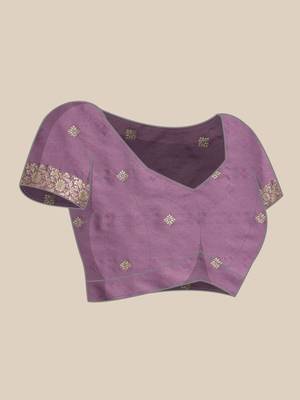Lavender woven art silk traditional saree with blouse piece 4