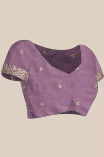 Lavender woven art silk traditional saree with blouse piece