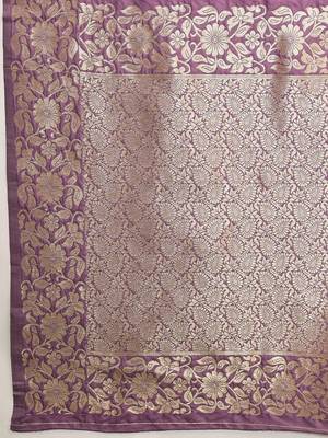 Lavender woven art silk traditional saree with blouse piece 5