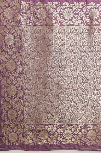 Lavender woven art silk traditional saree with blouse piece