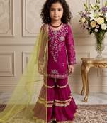 purple heavy fox georgette with embroidery sequence work - designer party wear