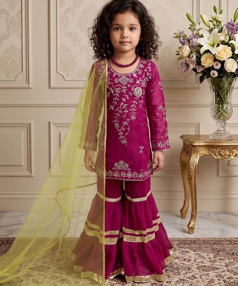 purple heavy fox georgette with embroidery sequence work - designer party wear