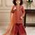 orange heavy chinon with embroidery sequnece work with digital print work - designer party wear