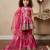 pink heavy japan satin with 5mm sequence embroidery work with digital print work - designer party wear