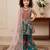 Teal green heavy fox georgette salwar suit set with embroidery sequence work with digital printed - designer party wear
