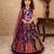purple pure heavy natural crep with print embroidery work with real mirror hand work - designer party wear