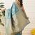 Turquoise woven art silk traditional saree with blouse piece