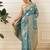 Turquoise woven art silk traditional saree with blouse piece