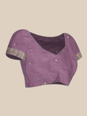 Purple woven art silk traditional saree with blouse piece 4