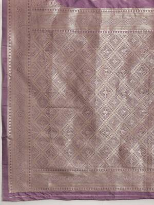 Purple woven art silk traditional saree with blouse piece 5