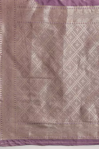 Purple woven art silk traditional saree with blouse piece