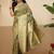 Olive woven art silk traditional saree with blouse piece