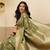 Olive woven art silk traditional saree with blouse piece