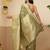 Olive woven art silk traditional saree with blouse piece