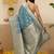 Teal woven art silk traditional saree with blouse piece
