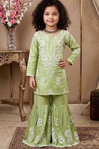 pista heavy rayon cotton ethnic wear set with embroidery work - designer party wear