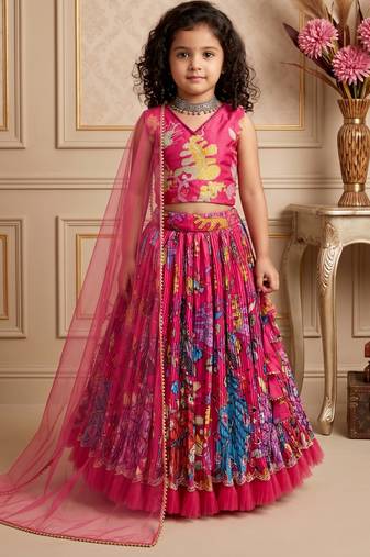 pink pure heavy natural crep with n print embroidery work with real mirror hand work - designer party wear