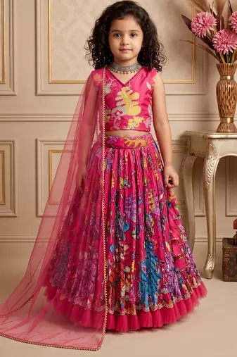 pink pure heavy natural crep with n print embroidery work with real mirror hand work - designer party wear