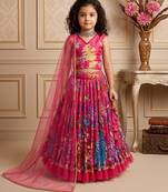 pink pure heavy natural crep with n print embroidery work with real mirror hand work - designer party wear