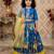 blue heavy chinon silk with print embroidery work - designer party wear