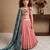 pink heavy chinon silk with soft printed work with dori - designer party wear