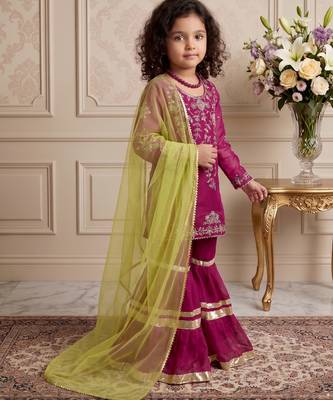purple heavy fox georgette with embroidery sequence work - designer party wear 2