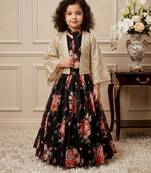 black heavy fox georgette ethnic wear set with embroidery 5mm siqwans work with heavy lace - designer party wear