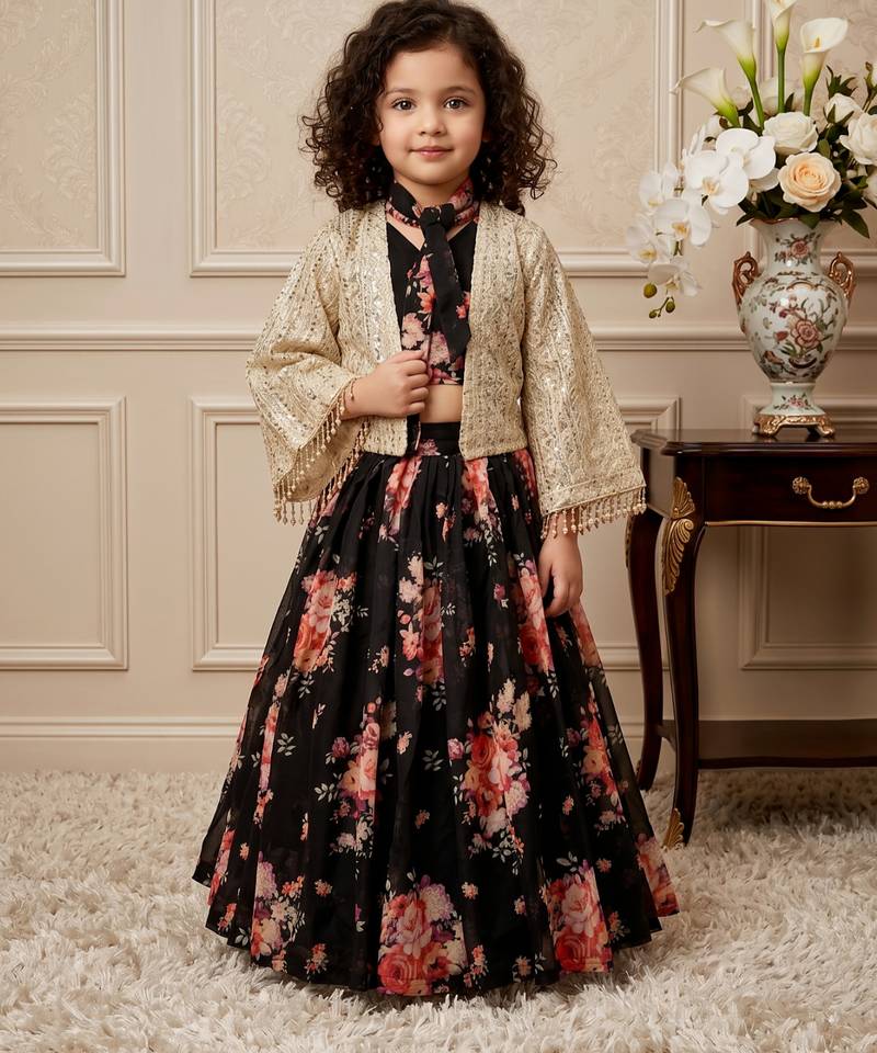 black heavy fox georgette ethnic wear set with embroidery 5mm siqwans work with heavy lace - designer party wear