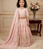 light pink pure heavy natural crep with embroidery sequence work with heavy lace  - designer party wear